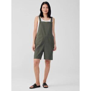 Eileen. Fisher Cottoon Hemp Stretch Shot Overalls  Size 2x Womens in Green Army
